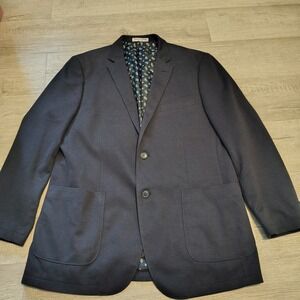 Paisley & Gray Mens Navy Blue Knit Blazer Sport Coat Paisley Lining 44R